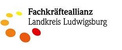 Logo der Fachkräfteallianz Landkreis Ludwigsburg. Der Schriftzug besteht aus den Worten „Fachkräfteallianz“ und „Landkreis Ludwigsburg“. Die Buchstaben sind in Schwarz, begleitet von orangefarbenen und roten Punkten, die eine geschwungene Linie bilden.
