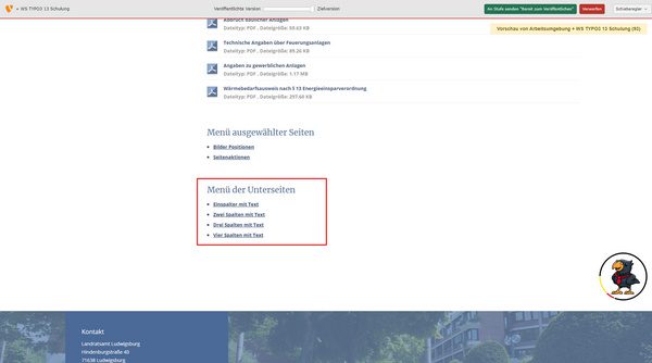 Image contenant un aperçu de fichiers téléchargeables pour une formation. Les documents incluent un "Merkblatt zum Flyer," un "Merkblatt für den Export von Elektronikrängen," et un "Merkblatt SP." Le contenu est organisé sous des titres et des tailles de fichier.