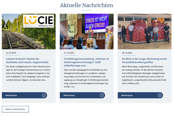 Aktuelle Nachrichten des Landkreises Ludwigsburg zu verschiedensten Themen