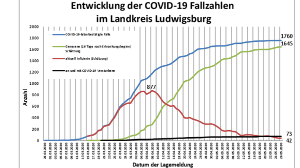 Teaserbild für One new COVID-19 case - A total of 1760 confirmed cases in the district since the end of February