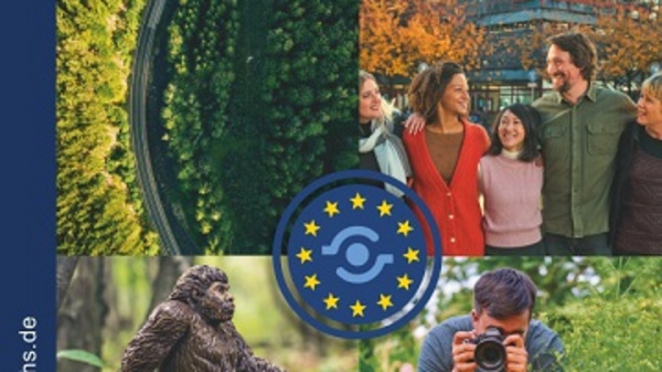 Das Bild zeigt das Programmheft der Schiller-Volkshochschule Ludwigsburg für den Zeitraum von August 2024 bis Februar 2025. Der Schwerpunkt des Programms ist das Thema "Perspektive Europa – miteinander voneinander lernen". Es sind verschiedene Szenen mit Menschen und Natur abgebildet.
