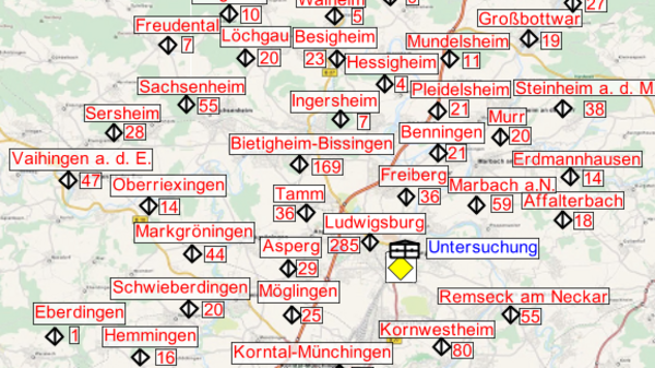 A map of a geographical area showing various locations marked with icons and names. The center of the map highlights a location labeled "Lichtenburg," surrounded by several other towns and points of interest. The map features a light background with green areas indicating landscapes.