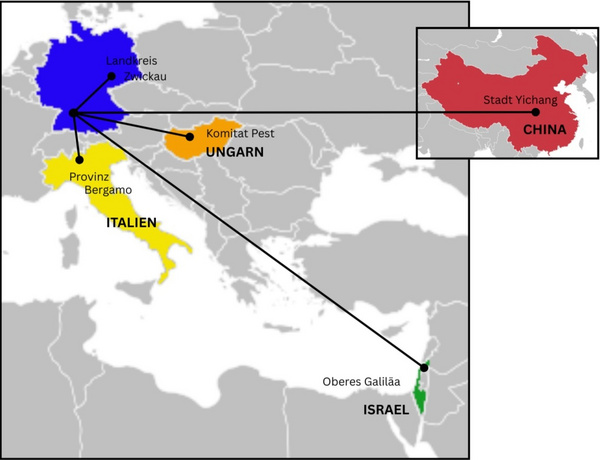 Die Weltkarte zeigt die internationalen Partnerschaften des Landkreises Ludwigsburg.
