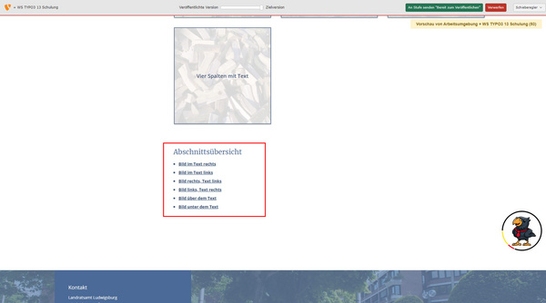 Image présentant une interface utilisateur avec des options de téléchargement. Trois documents sont disponibles : un "Merkblatt zum Flyer", un "Merkblatt für den Export von Elterngerech" et un "Merkblatt SP". Une section est dédiée à la table des matières et à d'autres informations pertinentes.