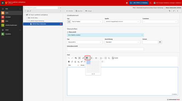 Das Bild zeigt eine Benutzeroberfläche einer Softwareanwendung. Auf der linken Seite befindet sich eine Navigationsleiste mit verschiedenen Optionen. Im Hauptbereich sind Felder zur Eingabe von Informationen, einschließlich Titel und Beschreibung, sichtbar. Es gibt auch ein Textfeld zur Bearbeitung.