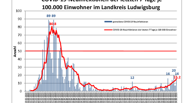 Teaserbild für Corona update 24.08.: 16 new COVID-19 cases in the Ludwigsburg district since yesterday