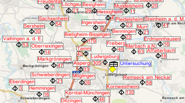 A map of the Unterhaching area in Germany, highlighting various locations and points of interest with red labels. Major roads and geographic features are visible, providing a clear overview of the region's layout.