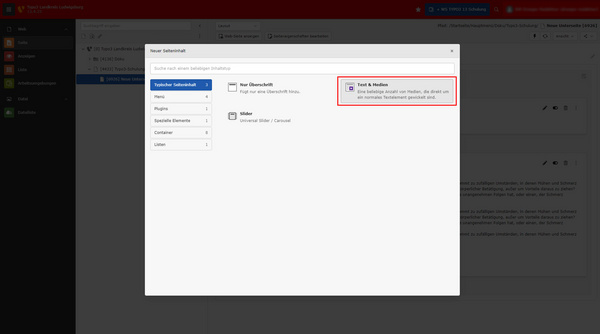 Ein Computerbildschirm zeigt die Benutzeroberfläche einer Software. Im Fokus steht ein Auswahlfeld mit der Überschrift „Text & Hinweise“, das als Möglichkeit zur Anzeige von Textinformationen dient. Die Option ist durch einen roten Rahmen hervorgehoben.