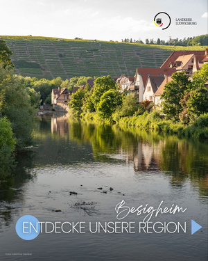 Entdecke unsere Region - 6 Am Zusammenfluss von Neckar und Enz gelegen, verbindet Besigheim historische Stadtkulisse mit reizvoller Flusslandschaft. Die Uferbereiche bieten Raum für Erholung, Spaziergänge und Naturerlebnisse direkt vor den Toren der Altstadt.