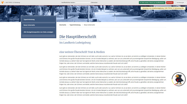 Text: "Die Webseite bietet Informationen über den Landkreis Ludwigsburg und behandelt Themen, die den Umgang mit Schmerzen und Freude im Leben betreffen. Es wird betont, dass das Verständnis von Schmerz wichtig ist, um Freude zu empfinden."