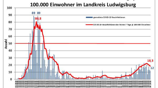 Teaserbild für Another twelve COVID-19 cases in the Ludwigsburg district since yesterday