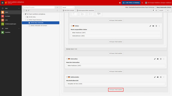 Der Screenshot zeigt eine Benutzeroberfläche mit einem Menü auf der linken Seite und mehreren Bearbeitungsfeldern. Ein rotes Feld mit der Aufschrift „Neue Daten anzeigen“ ist am unteren Rand sichtbar, was eine Aktion zur Anzeige neuer Informationen anzeigt.