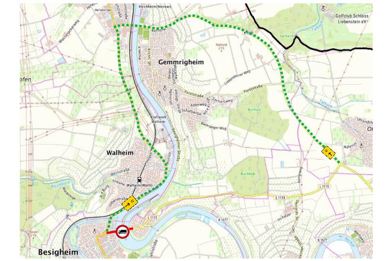 Teaserbild für Ab 19. Februar 2026: Sperrung der Wehr- und Kanalbrücke in Besigheim für Fahrzeuge ab 3,5 Tonnen Gesamtgewicht