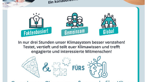 Ein Workshop zum Thema Klimawandel findet am 11. September 2024 in Ludwigsburg statt. Teilnehmer können das Klimasystem verstehen und sich aktiv einbringen. Es wird gemeinsames Pizzaessen und Puzzeln angeboten. Weitere Informationen sind auf der Website klimapuzzle.de erhältlich.