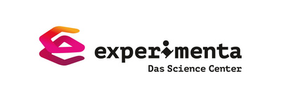 Logo von experimenta, einem Science Center, mit einem stilisierten Buchstaben "e" in Farben von Orange bis Pink. Darunter steht in schwarz "Das Science Center".