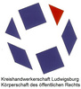 Logo der Kreishandwerkerschaft Ludwigsburg, bestehend aus mehreren blauen Rauteformen und einem roten Dreieck, das hervorhebt, was Bedeutung oder zentrale Botschaft darstellt. Darunter steht der Schriftzug "Kreishandwerkerschaft Ludwigsburg Körperschaft des öffentlichen Rechts".