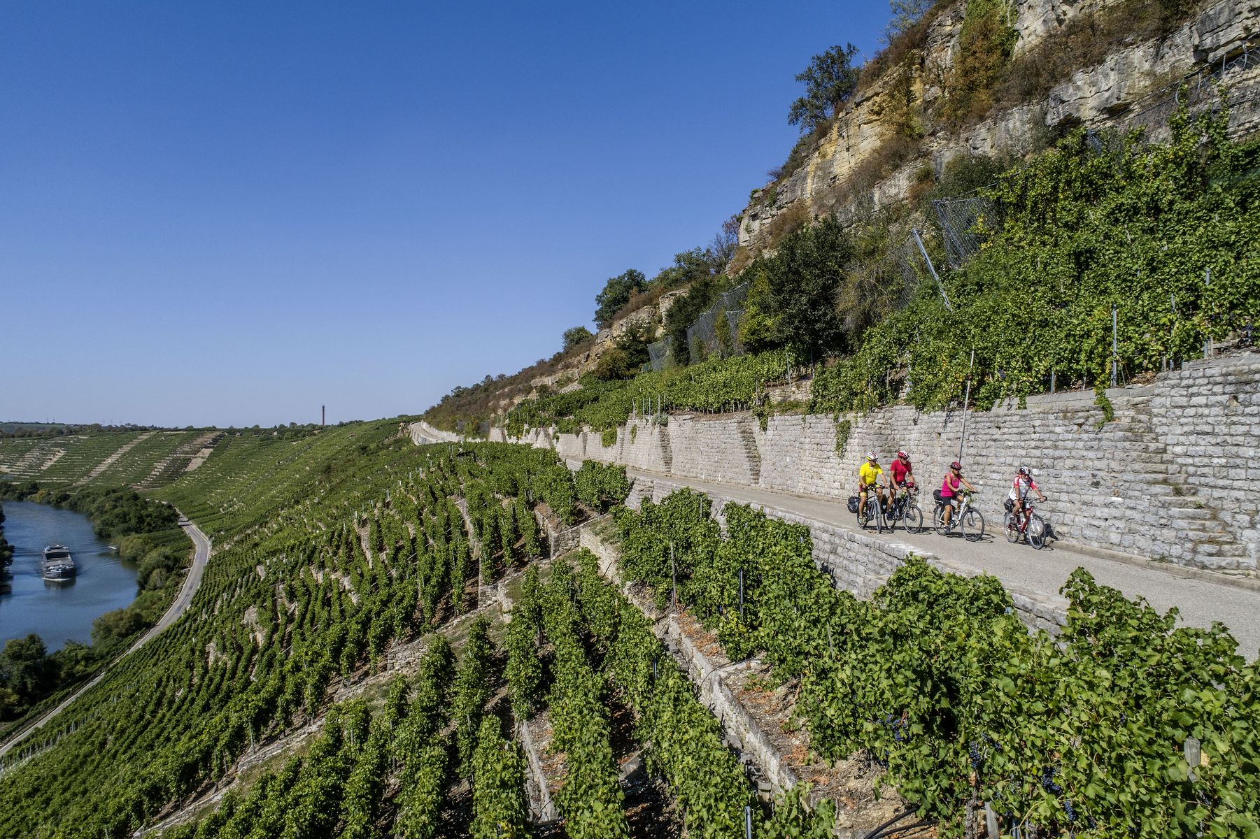 Weg durch Steilhanglage eines Weinbergs